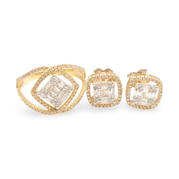 New Golden Classic Deco Diamond Statement Set 14kt Cheap