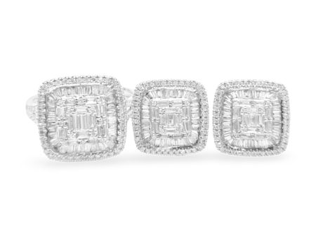 New Classic Square Baguette Statement Diamond Set 14kt on Sale