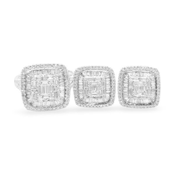 New Classic Square Baguette Statement Diamond Set 14kt on Sale