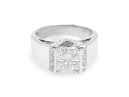 NEW Unisex Princess Brilliant Diamond Ring PT Online Hot Sale