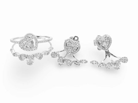 NEW Heart Multi Shape Half Eternity Diamond Jewelry Set 14kt on Sale