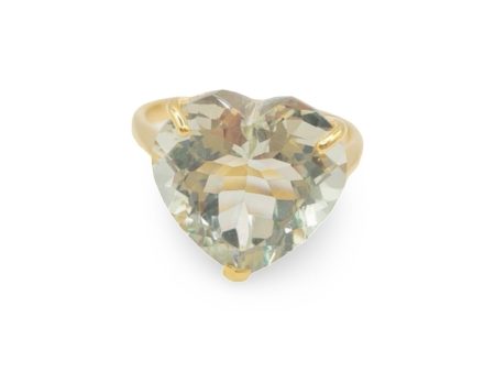 NEW Golden Big Heart Solitaire Colored Nano Gemstone Ring 18kt Supply