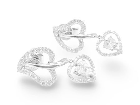 NEW Heart Leaf Dangling Diamond Earrings 18kt on Sale