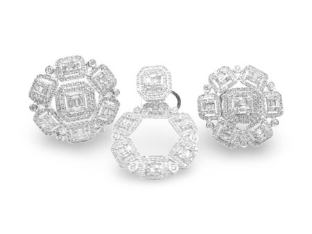 NEW Multi-Wear Square Edge Diamond Jewelry Set 14kt Online Sale