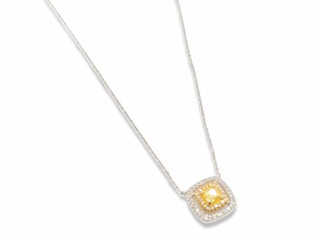 NEW Square Halo Diamond Necklace 14kt For Sale