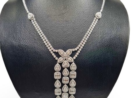 NEW Pear Station Layer Eternity Chandelier Shape Diamond Necklace 14kt Sale