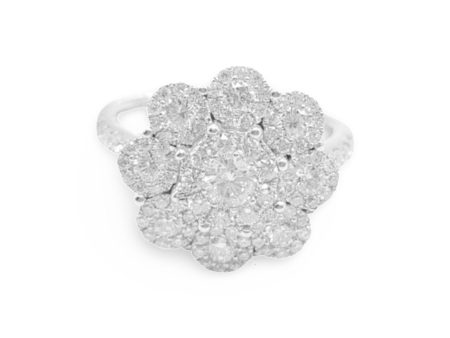 NEW Round Flower Diamond Ring 18kt Cheap