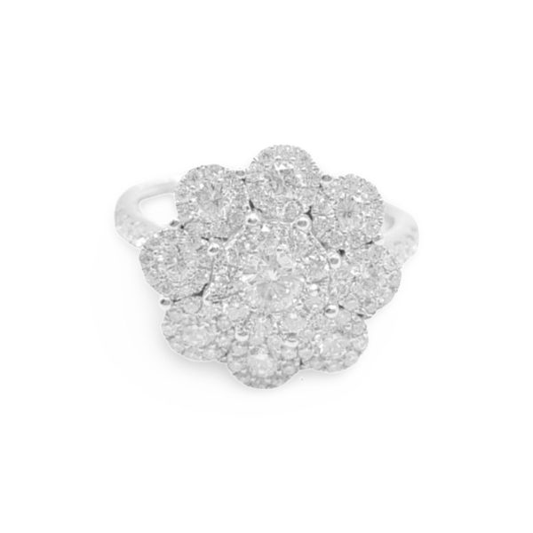 NEW Round Flower Diamond Ring 18kt Cheap