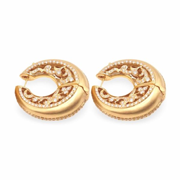 NEW Deco Hoop Diamond Earrings 18kt Sale