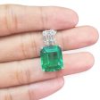 NEW Invisible Emerald Gemstone Diamond Pendant 14kt Hot on Sale