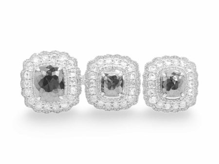 NEW Square Cushion Black Diamond Halo Diamond Jewelry Set 14kt Fashion