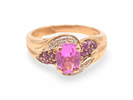 NEW Oval Nano Gemstone Deco Diamond Ring 14kt For Sale