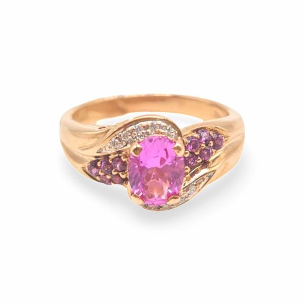 NEW Oval Nano Gemstone Deco Diamond Ring 14kt For Sale