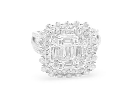 NEW Square Deco Baguette Diamond Ring 18kt Online Sale