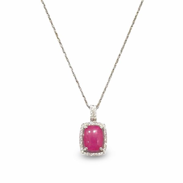 #LVNA2024 | Art Deco Cabochon Pink Ruby Diamond Necklace 18kt on Sale