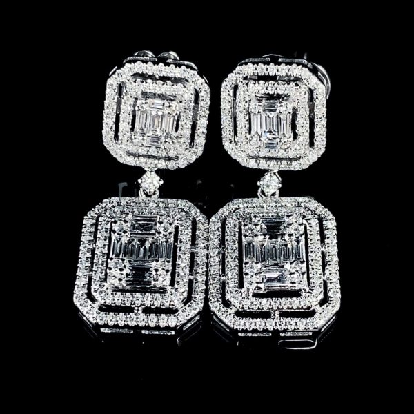 NEW Emerald Halo Dangling Diamond Jewelry Set 14kt Cheap