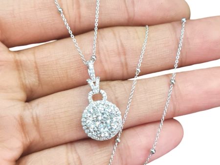 NEW Round Drop Pendant Diamond Necklace 18kt Cheap