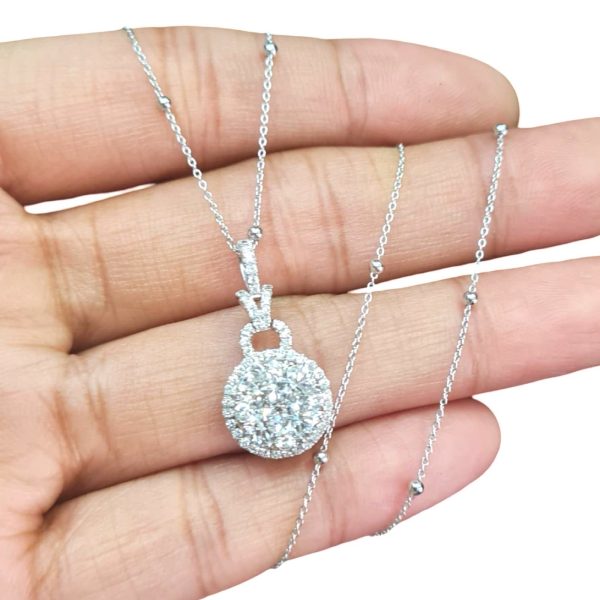 NEW Round Drop Pendant Diamond Necklace 18kt Cheap