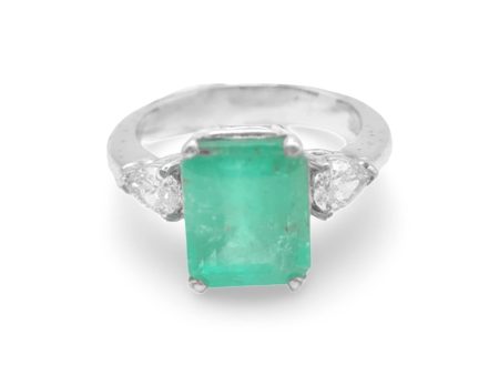 NEW Colombian Emerald Pear Diamond Ring 14kt For Cheap