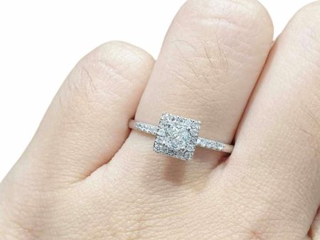 0.71cts G VS Cushion Halo Paved Diamond Engagement Ring 14kt #0073 Online Sale