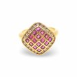 NEW Square Ruby Gemstone Diamond Golden Ring 18kt Supply