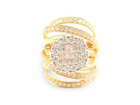 NEW Round Invisible Crossover Statement Diamond Ring 14kt Online now