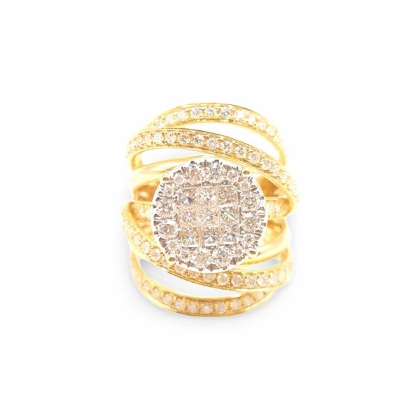 NEW Round Invisible Crossover Statement Diamond Ring 14kt Online now