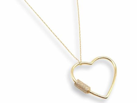 NEW Golden Heart Lock Diamond Necklace 14kt Hot on Sale