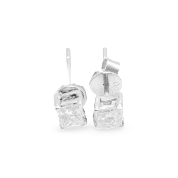 NEW Princess Cut Solitaire Stud Diamond Earrings 18kt Fashion