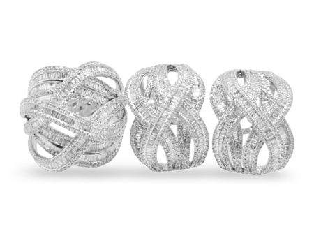 NEW Crossover Overlap Baguette Diamond Jewelry Set 14kt on Sale