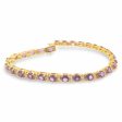 NEW Golden Full Eternity Amethyst Gemstone Diamond Bracelet 14kt Hot on Sale