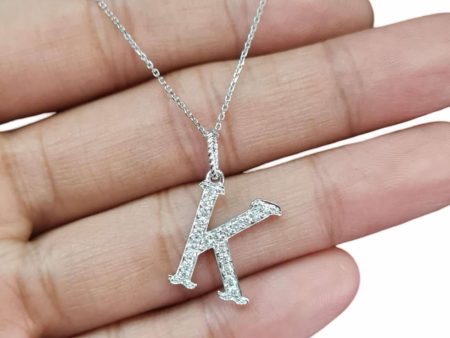 NEW Alpha K Letter Diamond Necklace 14kt Supply