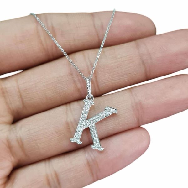 NEW Alpha K Letter Diamond Necklace 14kt Supply