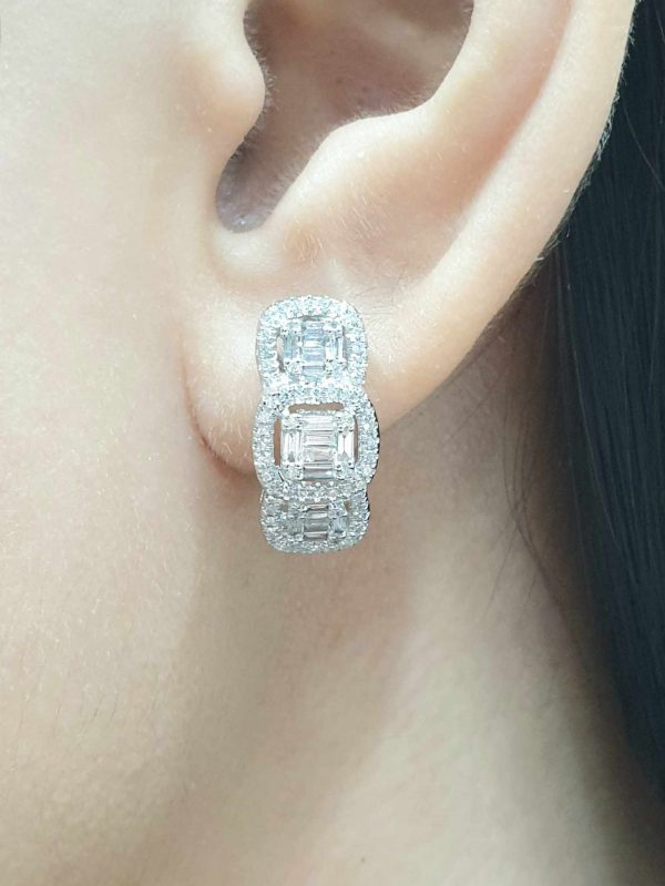 Trio Cushion Diamond Earrings 14kt Online Hot Sale