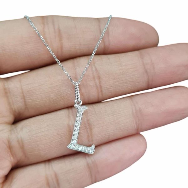 NEW Alpha L Letter Diamond Necklace 14kt on Sale