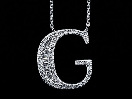 Alphabet Letter G Diamond Necklace 14kt Hot on Sale