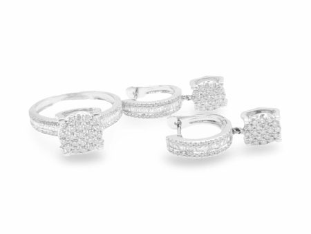 NEW Round Paved Hoop Diamond Jewelry Set 14kt For Cheap