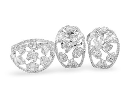 NEW Cluster Shape Deco Diamonds Jewelry Set 14kt Online Hot Sale