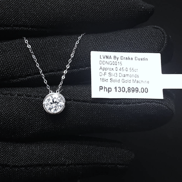 0.40-0.50ct Round Brilliant Solitaire Diamond Neckace in 16-18” adjustable 18kt White Gold Chain Online