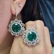 NEW Round Green Emerald Nano Gemstone Deco Diamond Jewelry Set 14kt Online Hot Sale