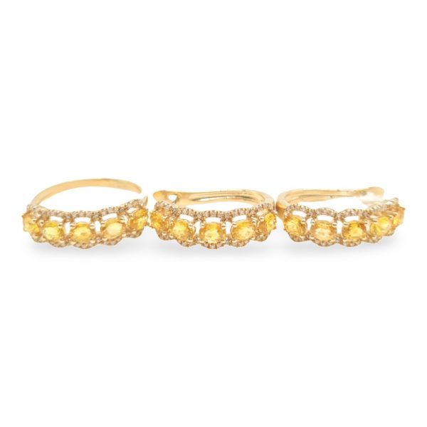 NEW Eternity Hoop Oval Citrine Nano Gemstone Diamond Jewelry Set 14kt Online Sale