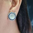 NEW Round Blue Sapphire Diamond Earrings 18kt Fashion