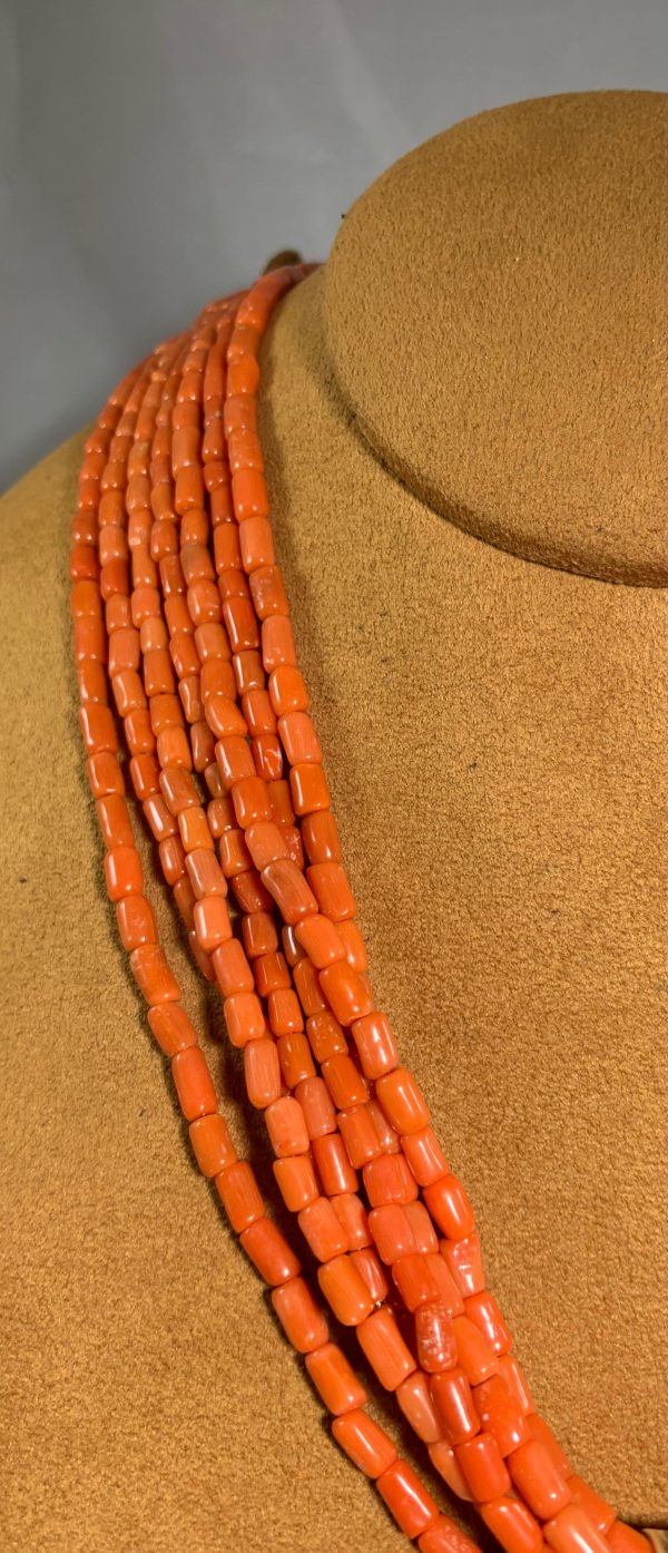 Seven Strand Coral Cross Necklace by Don Lucas Sale