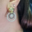 NEW Panther Round Halo Diamond Earrings 18kt Fashion