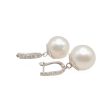 NEW 12.5mm South Sea Pearl Dangling Diamond Earrings 18kt Online Sale