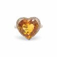 NEW Heart Citrine Gemstone Diamond Ring 14kt Hot on Sale