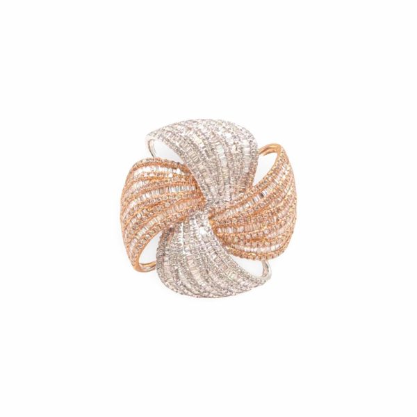 NEW Two-tone Spiral Diamond Ring 14kt Sale