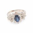 NEW Oval Sapphire Gemstone Deco Diamond Ring PT For Cheap