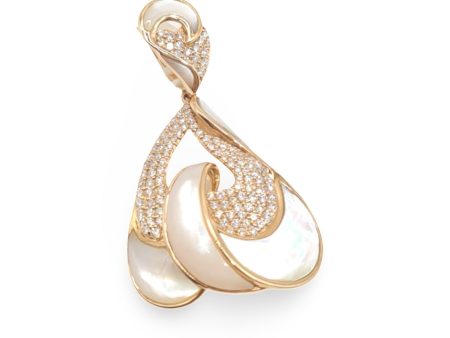 NEW Golden Exquisite Mother Pearl Diamond Pendant 18kt on Sale