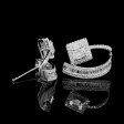 Square Baguette Deco Paved Diamond Earrings 14kt Sale